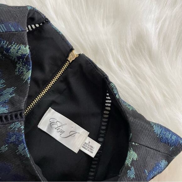 New Eliza J Leopard Print Black & Blue Metallic Fit & Flare Dress 2 - Picture 8 of 10